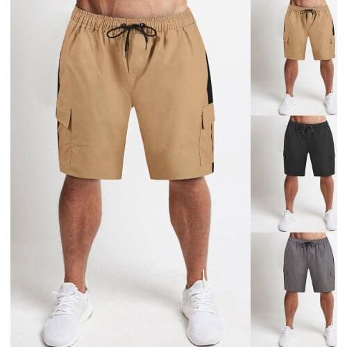Mens Casual Drawstring Pants Solid Color Splice Trousers Pocket Shorts Pants High Quality Fashion Simple Pants Ropa Hombre 2021