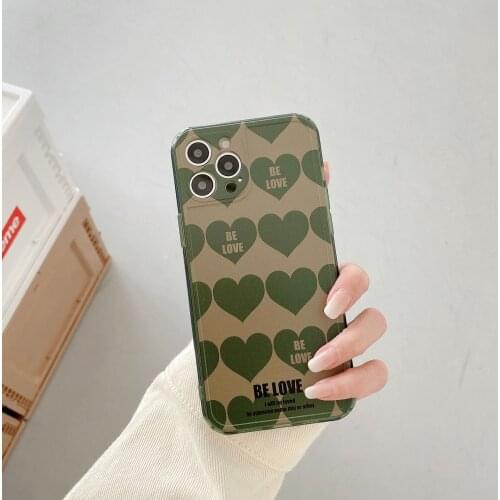 Retro Korean love Jelly green Transparent Phone Case For iPhone 11 12 Pro Max Xs Max XR Xs 7 8 Plus X 7Plus case Cute Soft Cover