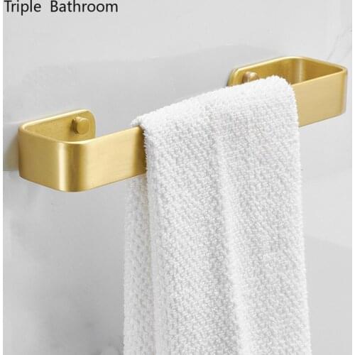 Golden Black Towels Bar Aluminum Alloy Punch-free Towel Holder Hanger Toilet Hanging Storage Shelf Bathroom Accessories
