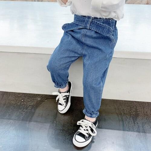 Baby Girl Jeans Bow Girl Jeans Solid Color Jeans For Kids Girls Casual Style Kid Clothes Spring Autumn