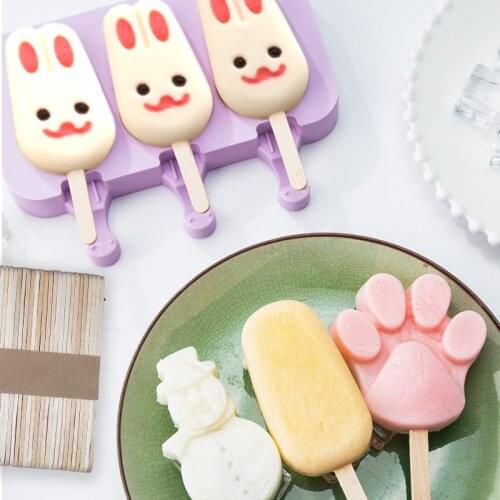 Popsicle Mold Silicone Cute Cartoon Ice Cream Mold Reusable Ice Pop Mold with Lids and Sticks Ice Lolly Mould Home Kitchen Tools