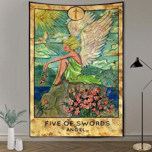 Tarot Card Tapestry Colorful Fantasy retro Tapestry Wall Hanging Astrology Divination Card Goth decor home bedroom decoration