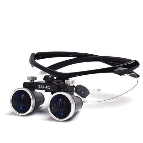 3.5x 420mm Surgical Binocular Loupes with LED Head Light Lamp+Aluminum Box
