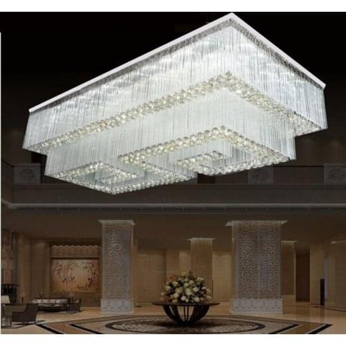 Crystal chandeliers villas clubs works lights living room ceiling lamps rectangular crystal lamps lanterns led lighting fixture