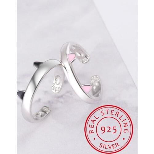 Fashion Cat Ear Ring for Women Trendy 925 Sterling Silver Jewelry Engagement Gifts Anillos Mujer Bijoux Femme ALR0163