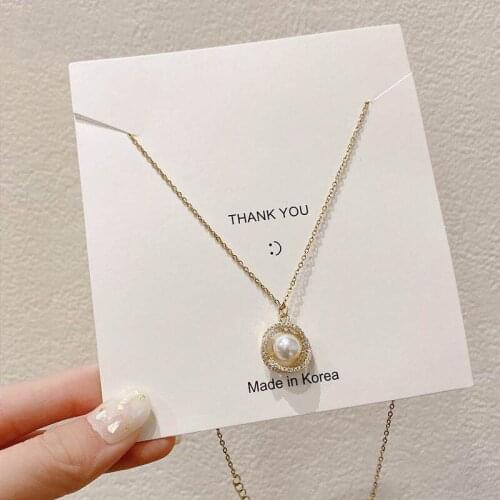 Titanium-Steel Pearl Ladys Clavicle Chain Simple Round Choker Necklace Pendant 2020 New