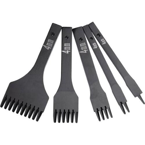 LMDZ 4mm 1/2/4/6/10 Prong Inch Chisel Leather Craft Tools Leather Hole Punch Tools Lacing Stitching Perforate Leather Hole Punch