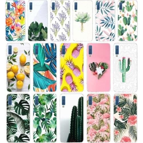 60 Plantain Banana Leaves Plants Cactus Soft Silicone Tpu Cover phone Case for Samsung Galaxy A6 Plus 2018 A7 2018 A9 star Lite