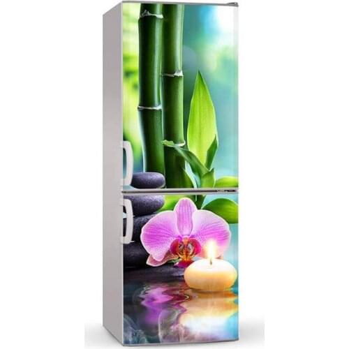 Fridge Sticker Bamboo Flowers Refrigerator Dishwasher Door Wrap Kitchen Wallpaper Accessories Modern 3d Wall Stickers
