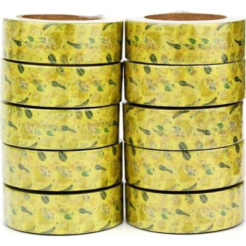 NEW 10pcs/Lot Decorative Fresh Fruit Yellow Lemon Washi Tapes for DIY Bullet Journal Adhesive Masking Tape Stationery