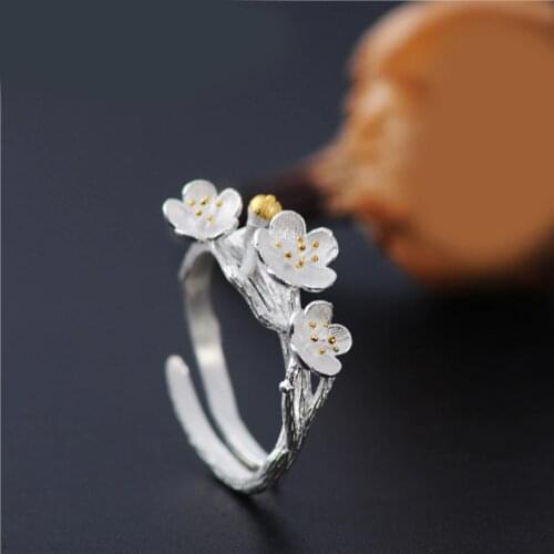 New Arrivals Charming Plum Flower Ring for Women Boho Knuckle Party Rings Gothic Punk Jewelry Gifts for Girls 2021