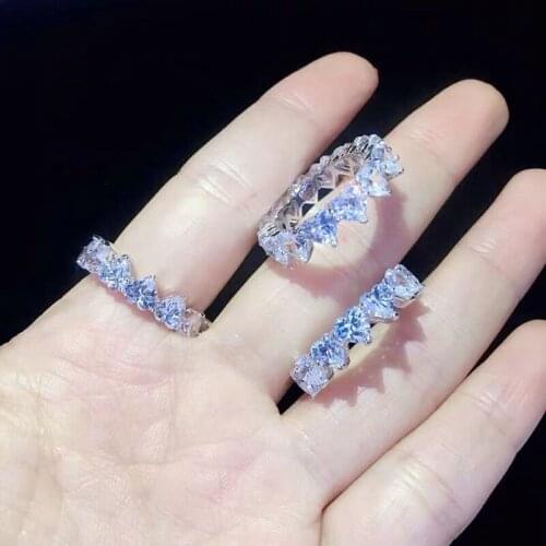 Heart Promise ring Real 925 Sterling silver AAAAA Cubic Zirconia Statement Party Wedding Band Rings for women Bridal Jewelry