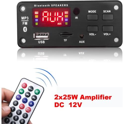 50W Amplifier MP3 Decoder Board Bluetooth V5.0 DC 5V 18V Car MP3 Player Handsfree Recording Module USB FM AUX Radio For Speaker