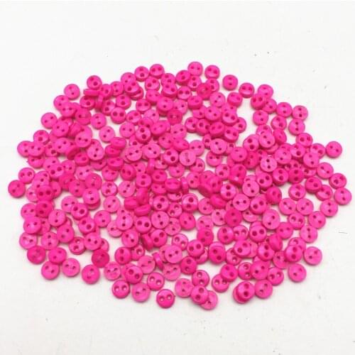 500pcs 4mm Fuchsia Pink Tiny Doll Clothing Buttons Resin Round Sewing Accessories 2 Hole Button Embellishments For Scrapbooking