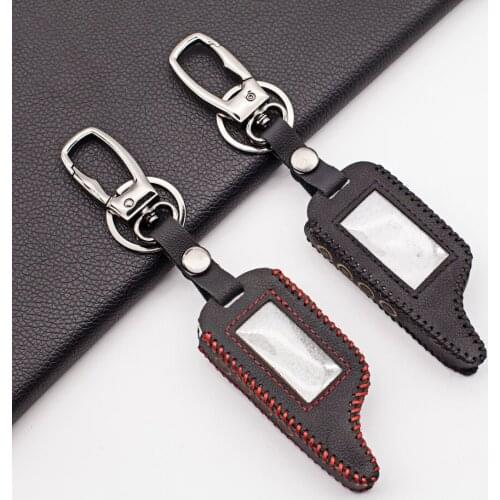 Russian version M4 leather keychain case for Scher Khan magicar 4 3 lcd remote two way car alarm system