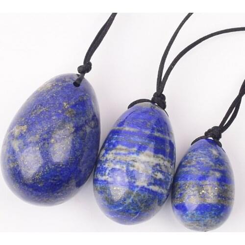 3 Pieces Drilled Natural Lapis Lazuli Yoni Eggs Kegel Exercise Massage Balls Pelvic Floor Muscle Vaginal Tighten BenWa Ball