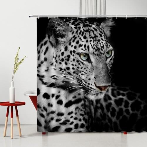Wild Animal Bathroom Shower Curtains Set Black And White Leopard Nordic Minimalist Style Non-Slip Bath Mat Washable Home Decor