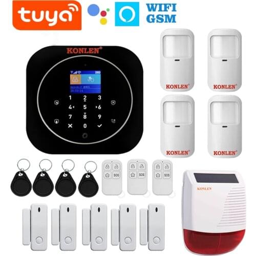 WIFI Tuya Smart GSM Home Alarm System Kit Wireless House Security With IP Camera Intruder Alert App Control Google Home Alexa