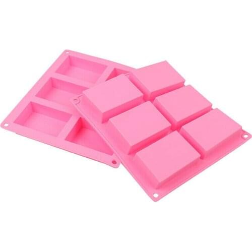 Silicone Soap Mould 6 Cavity Rectangle Bake Tray Portable for Homemade DIY Mold CLH@8