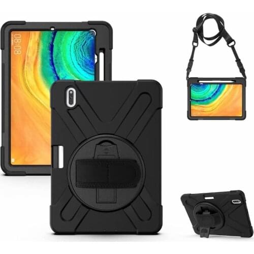 Silicon 360 Rotating Case with Pen slot For Huawei Matepad Pro 10.8 Kids Safe Shockproof Armor cover Cover Stand + Neck Strap