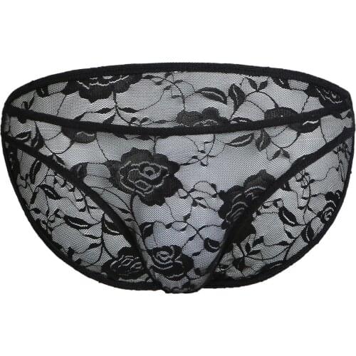 New Mens Sexy Briefs Gay Men Underwear Men Lace Bikinis Homme Breathable Jockstrap Mens Briefs Male Sexy U Pouch Panties