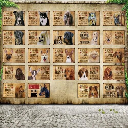 [ WellCraft ] Pet Dogs A House Is Not A Home Without A Dog Metal Sign Posters art Vintage Mural Painting Custom Decor WW1