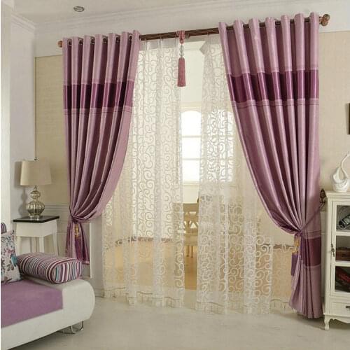 Blackout Curtains For Living Room/Bedroom European Style Tulle Thick Curtains Ready Made Purple/Brown/beige Window Treatment