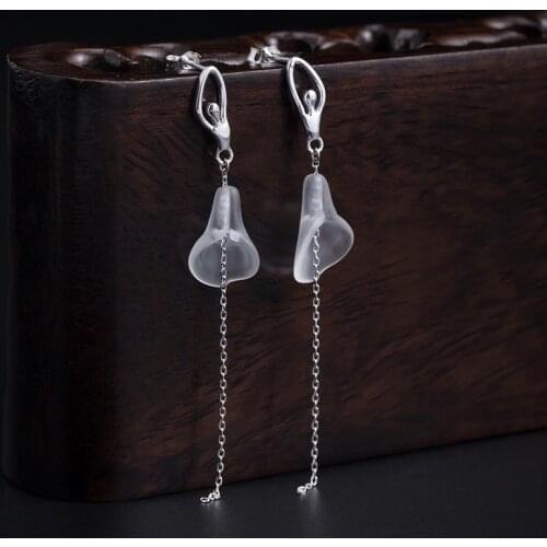 Bastiee Ballet Dancer Crystal Tassel Long Earrings 925 Sterling Silver Earings Fashion Jewelry 2021 Women