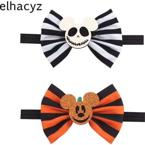 10pcs/lot 2021 New Arrival Halloween Festival Skull Hair Bow Baby FOE Headband Classical Party Hair Accessories Headwear