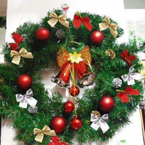 12pcs Gold Sliver Christmas Tree Bow-knot Christmas New Year Festival Party DIY Bow Christmas Tree Decoration Ornament Supply