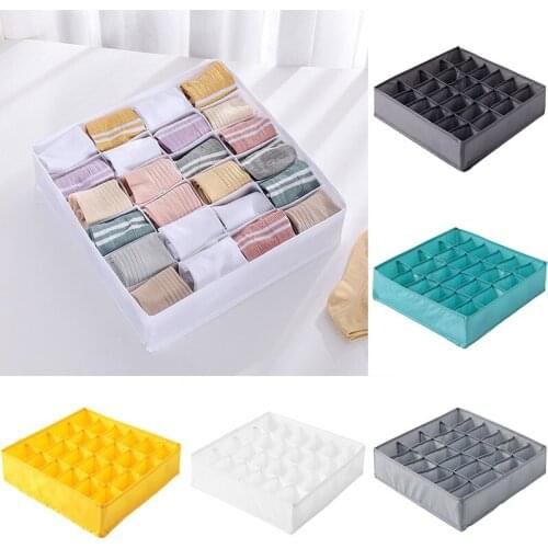 24 Grids Closet Organizer For Underwear Socks Home Cabinet Divider Storage Box Scarf Bra Storage Foldable Drawer Organizer Box