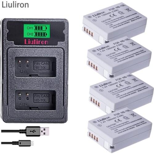 4x batterie NB-10L NB10L NB 10L battery for Canon G1X G15 G16 SX40HS SX50HS SX60HS SX40 SX50 L10 camera