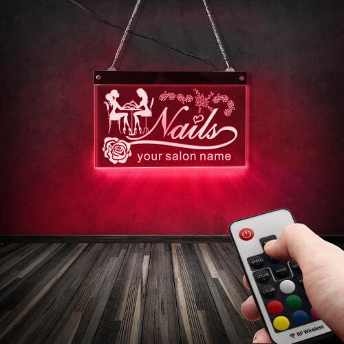 Beauty Salon Custom Your Salon Name Acrylic Board LED Neon Sign Nail Fashion Salon Remote Control Wall Lamp