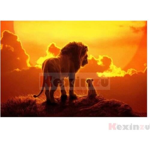 Kexinzu Full 5D DIY Square/Round Drill Diamond Painting "Animal Lion" 3d Diamond Embroidery Cross Stitch Decor Gift Ke055