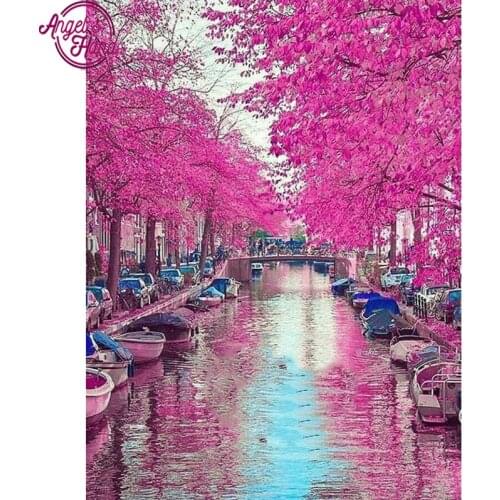 5D DIY diamond embroidery Autumn lake landscape diamond painting Cross Stitch full drill Rhinestone mosaic decoration