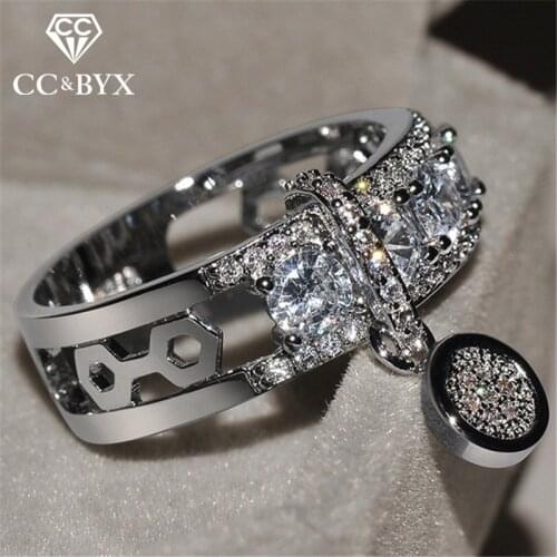 CC Vintage Jewelry Rings For Women Cubic Zirconia Round Stone Wedding Engagement Bridal Ring Bijoux Femme Drop Shipping CC2283