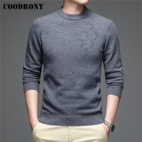 COODRONY Brand High Quality 100% Pure Merino Wool Pullover Winter Thick Warm Soft Knitwear Cashmere Sweater Men Clothing C3123