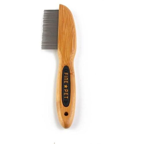 Wood Finishing Dog Comb Pet Dog & Cat Rotating Stainless Steel Pin Comb & Kits for All Coat Types/Brush Comb Rake/Grooming Tools
