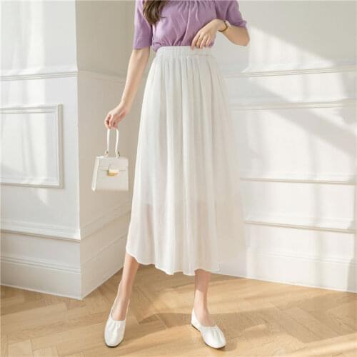 Elegant High Waist A Line Hippie Mesh Skirt Pleated Midi Long Tulle Skirts Women Solid Female Tutu Jupe Longue Gauze Casual Fald