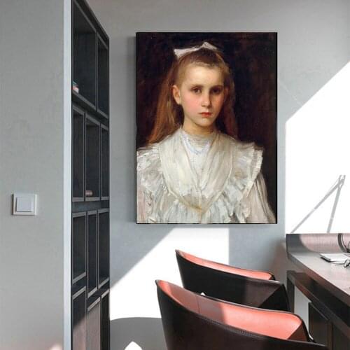 Citon William Waterhouse《Portrait of a girl in white》Canvas Art Oil painting Artwork Picture Modern Wall Decor Home Decoration