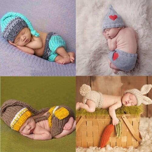 Hot Selling Newborn Baby Boys Girls Cute Crochet Knit Costume Prop Outfits Photo Photography