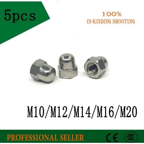 M10/M12/M14/M16/M20 304 Stainless Steel Cap Nuts Round Head Cover Decorative Nut Metric Hex Nuts