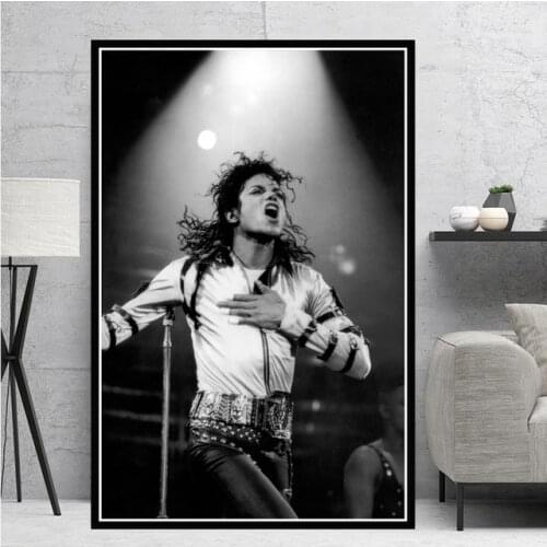 Michael Jackson Poster and Prints Classical Dancer Singer Portrait Canvas Painting Black and White Wall Art Pictures Frameless