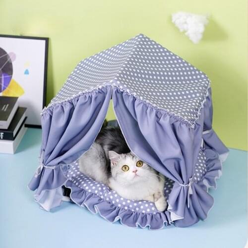 Cute Dogs Cats Summer Cooling Bed House Tent Den In Summer Removable Washable Collapsible Pet Princess Room for Cats Dogs D2296