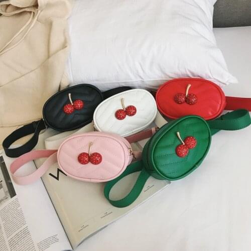 Cute Children Flap Bag Cherry Purse Chest Bag for Baby Girls Rivet Messenger Bag Kids Belt Bag Toddler Purses and Handbags