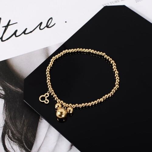 YUN RUO Fashion Mouse Bead Bracelet Lucky Woman Birthday Gift Rose Gold Plted Stainless Steel Titainum Steel Jewelry Never Fade