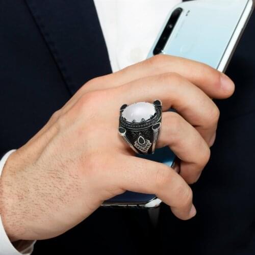 Moon Stone New Design Sterling Silver Men 'S Ring