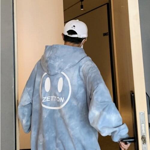 Prowow 2021 New Tie-dye Hooded Mens Casual Hong Kong Style Autumn Tops Hip-hop Loose Trend Wild Couples Hooded Sweater