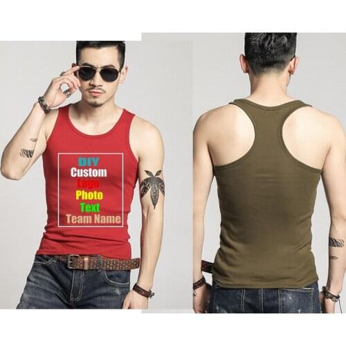 Customize your picture LOGO mens summer round neck racer vest sweat-absorbent vest