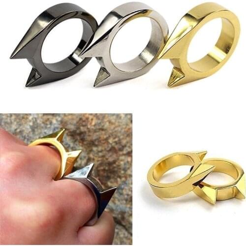 New 3Pcs Cat Ear Mini Metal Defense Ring Self Defense Portable Protection Tool Mens and Womens Ring Accessories Party Jewelry